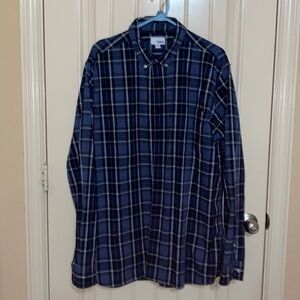 Sonoma EUC men’s XXL long sleeve blue plaid button-down shirt w/xtra buttons